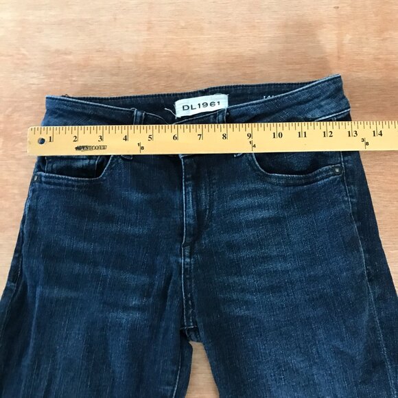 DL1961 Mara Instasculpt Straight Jeans Women 24 Blue Mid Rise Dark Wash Raw Hem - Picture 10 of 12